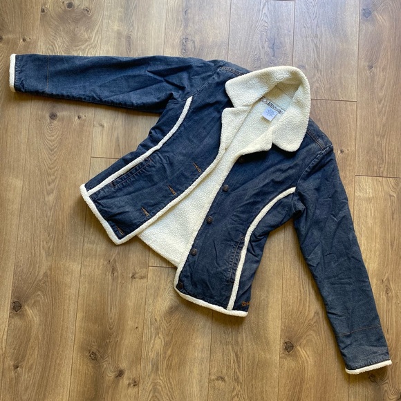 Vintage Billabong Sherpa Lined Denim Jacket Women’s Medium Blue Y2K - Picture 1 of 7